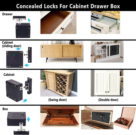 Smart RFID Cabinet Lock With NFC Drawer Locks And Hidden Card Access for wood cabinets and furniture in various settings
