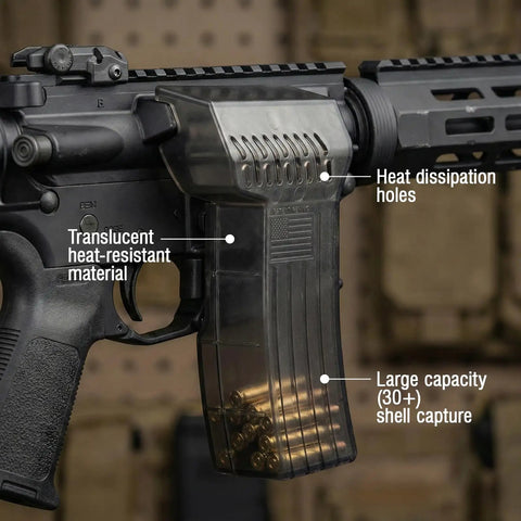 Quick Disassembly Brass Catcher With Install Base For AR Rifles Durable And High Temperature Resistant Easy No Fuss Mounting To Magazine Well Keeps Brass Safe Clean And Unobstructed Scope And Rail Access