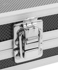 Close-up of secure twist latch on Durable Aluminum Tool Organizer Box With Secure Twist Latches Portable Travel Case Scratch Proof Exterior.