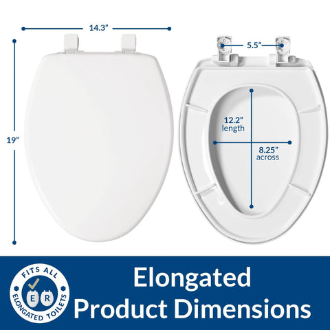 Gentle Slow Close Elongated Toilet Seat With Quick Release White Hinges For Hassle Free Bathroom Refresh Durable Smooth Wipe Clean Surface Super Quiet Everyday Essential Pick