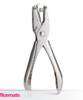 Nickel plated silver hand tool, compact and easy to use, featuring two pack one hole punch for home office, 5 sheet capacity per punch.