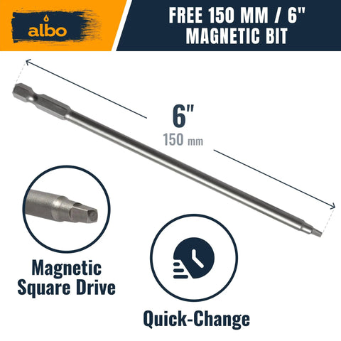 6 inch magnetic driver bit for Size 8 Pocket Hole Screws 1-1/2 Inch, 400 Pack, Zinc Coated Carbon Steel, Square Drive