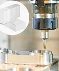 MUKLEI aluminum bar stock, two 4x2x1 in blocks, 6061 aluminum; milling spindle with workpiece.