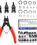 Snap Ring Pliers Set With 4 Interchangeable Jaws And 260Pcs Internal External Circlips Assortment Kit for axles shafts and projects.