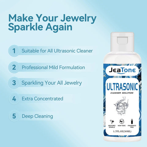 Premium Ultrasonic Cleaner Juice For Bling Glasses And Sensitive Finds Wakes Up Muted Gems in a 50ml bottle for ultrasonic cleaning.