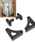 Hella Secure Rv Table Board Buckle Kit Featuring 180 Degree Rotating Lock Clips And Heavy Duty Triangle Brackets In Black shown mounted.