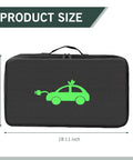 Waterproof EV Charging Cable Organizer Bag That Keeps Your Stash Shipshape With A Street Smart Rectangle Design Built Tough For Cars Trucks And Hassle Free Garage Storage, 18.11 x 10.63 inch size with car graphic.