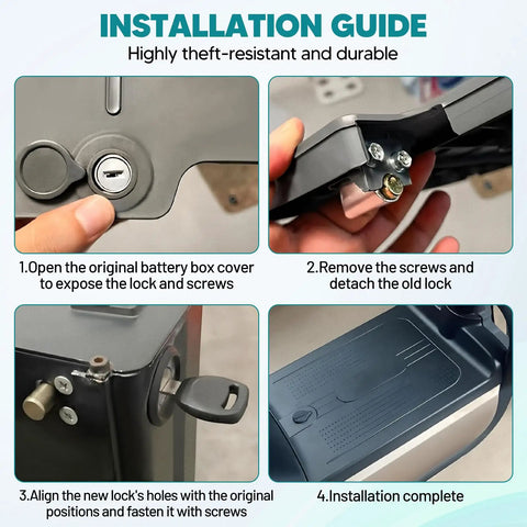 Installation guide for Heavy Duty Battery Box Lock For Electric Vehicles With 2 Keys Anti Theft Metal Lock Fits E Bike