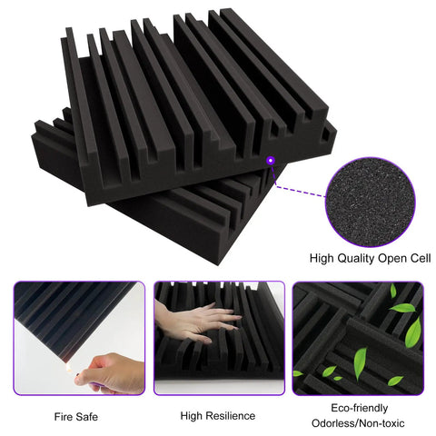 Dope Thick Acoustic Foam Panels 12 Inch Square 2 Inch Deep Pack Of 52 with groove 3D pattern and high quality open-cell design