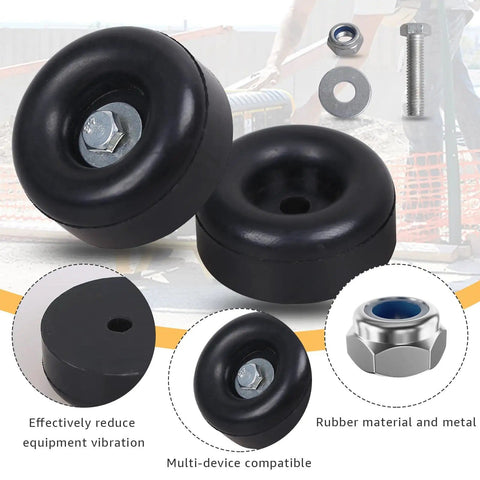 Heavy Duty Rubber Anti Vibration Foot Pads 1 Inch High 2.5 Inch Diameter 4 Pack for stabilizing equipment vibration