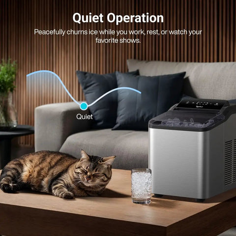 Fast Nugget Ice Maker Countertop With Self Cleaning Pump Delivers 35 Lbs Per Day Of Pebble And Pellet Ice in living room