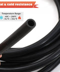 Close-up of Flexible Silicone Vacuum Hose Three Eighth Inch Inner Diameter Ten Millimeter Ten Foot Long For Auto Use in black.
