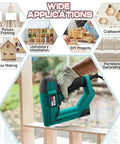 2 In 1 Brad Nailer And Stapler For DIY Projects You'll Love, Electric Nail Gun in use on wood, with application examples
