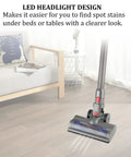 Quick Release Direct Drive Turbine Cleaner Head for Dyson cordless vacuums on hardwood floor with LED headlights