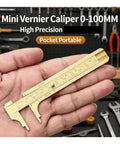 Solid Brass Digital Caliper High-Precision Mini Tool for DIY held in hand, showing double scales and pocket design.