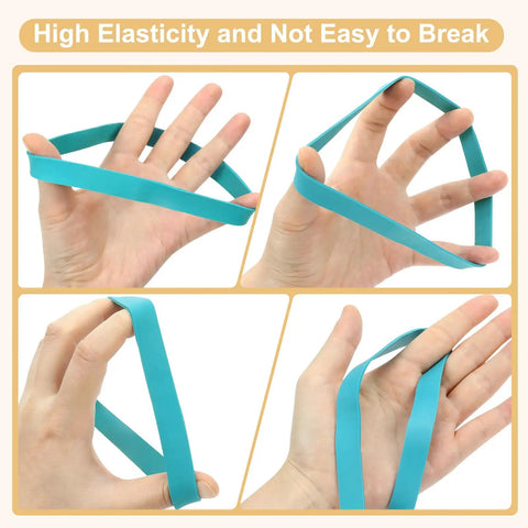 Heavy Duty Thick Rubber Bands Set 36 Pcs Large Wide Ranger Bands Size 107 in hands showcasing elasticity and durability.