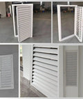 Top Shelf Aluminum Louvered Access Panel For Wall Mounted Plumbing Inspection No Sweat Vent Cover, open view showing slat design.