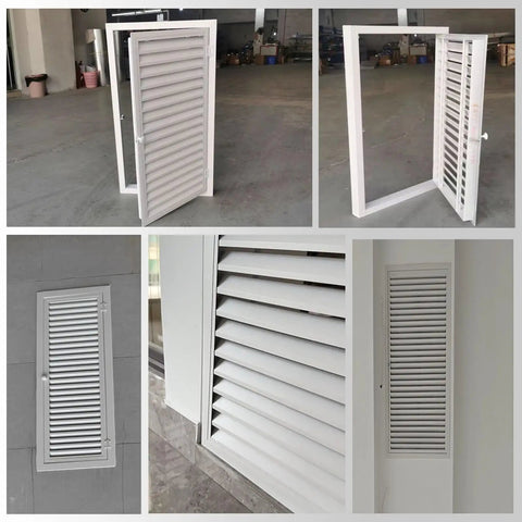 Top Shelf Aluminum Louvered Access Panel For Wall Mounted Plumbing Inspection No Sweat Vent Cover, open view showing slat design.