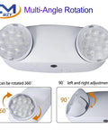 Emergency Lighting Fixtures With Battery Backup For Commercial Use Two Adjustable LED Light Heads 120V Or 277V AC UL Certified