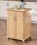 Wooden kitchen cart with drawers and cabinets on 2 Inch Heavy Duty Rubber Caster Wheels Set Of 4 With Swivel Plate Castors