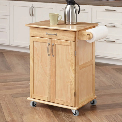 Wooden kitchen cart with drawers and cabinets on 2 Inch Heavy Duty Rubber Caster Wheels Set Of 4 With Swivel Plate Castors