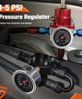 Universal Fuel Pressure Regulator Kit With 0-15 PSI Gauge And Adjustable 1-5 PSI Dial For Carburetor And Fuel Pump installed