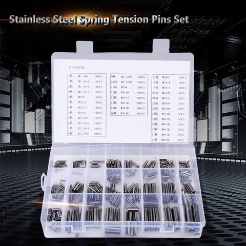 280 Pieces Roll Pin Set M1.5 M2 M2.5 M3 M4 M5 M6 M8 Stainless Steel With Box Slotted Spring Pins Assortment Kit