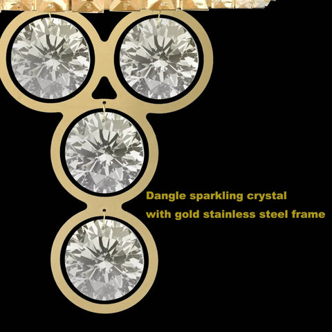 Gold Crystal Wall Sconce With Beveled Prisms Dimmable 2 Light Premium Vibe Wall Lighting For Bedroom And Living Room Stainless Steel Rustproof Modern Fixture showing gold stainless steel and crystal details.