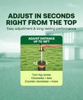 Slick Pressure Regulated Pop Up Sprinkler Head 2 Inch Quarter Circle Irrigation Kit, showing adjustment instructions with a screwdriver.