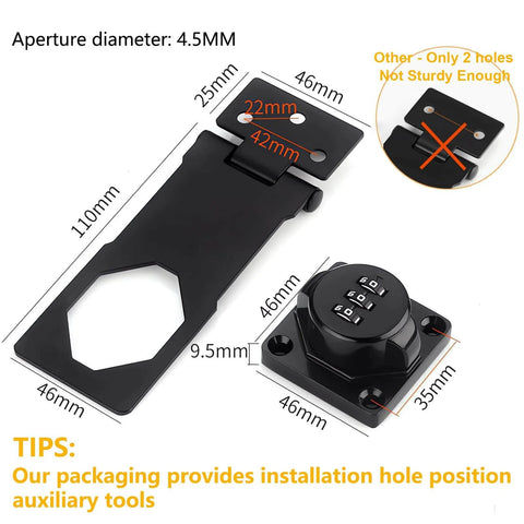 Keyless Cabinet Lock With 3-Digit Password, No Keys Needed, Bifold Door Lock For Cabinets And Drawers, Sliding Closet Lock, 2 pack