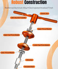 Beefy Pro Grade Bike Headset Press Tool For One And One Eighth Inch Systems, aluminum alloy with threaded shaft, labeled parts
