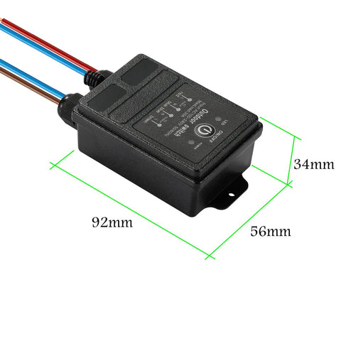 Dimensions of Wireless Relay Switch Remote For 12V 24V 48V 72V Systems No Fuss Setup, 30A Waterproof IP65, shown from side angle