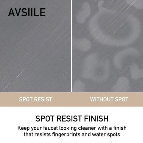 LED Temperature Sensing Bathroom Faucet With Color Changing LED Brushed Nickel Finish showing spot resist vs non-resist