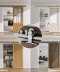 Stainless Steel Sliding Door Hardware Kit For Single Wooden Door Top Mount T Style Track System 6 Ft Length Fits 36 Inch Wide Door