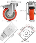 4 Inch Heavy Duty Swivel Caster Wheels With Brakes Set Of 4, dimensions and design, polyurethane wheel