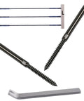Left And Right Handed Thread Lag Screws For 1/8 Inch Decking Cable Railing Kit Non Turnbuckle System 30 Pack Black Finish Tighten Cables Without Torsion Heavy Duty Hardware By Deck Man, showing screws, cable setup, drill bit, and wrench.