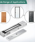 600 Lb Electric Magnetic Door Lock For Access Control With 280 Kg Holding Force Out Swing Single Door System 12V Quiet Operation Aluminum Housing Rust Resistant Weatherproof And Built For Beefed Up Security, suitable for various door types