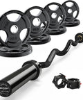 2 Inch EZ Curl Bar With 85 Lb Plates, 350 Lb Weight Capacity Olympic Curl Barbell For Biceps And Triceps