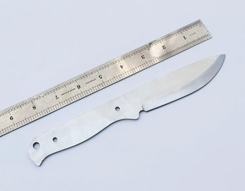 Nine Inch Stainless Outdoor Hunter Knife Kit with blank blade next to ruler for size comparison.