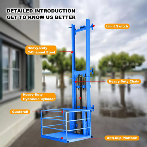 Heavy Duty Hydraulic Scissor Lift Table Pro Grade Cargo Platform Smooth As Silk Vertical Elevator features heavy-duty steel, guardrail, and anti-slip platform.
