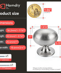 5 Pack Brushed Nickel Cabinet Knobs 1.31 Inch Oval Drawer Handles Screws Included Heavy Duty Modern Kitchen Cabinet Hardware For Cupboard Dresser Closet Durable Aluminum Design, 36.2mm size