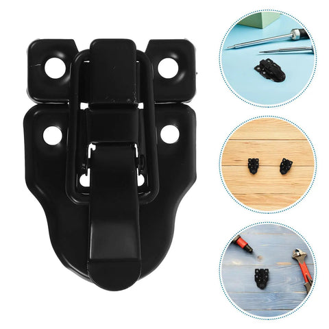 Vintage Iron Draw Latch Lock Set 4 Pcs Black Retro Cabinet Door Hardware secure latch with easy installation features.