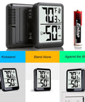Indoor Room Thermometer And Hygrometer Real Time Temp And Humidity Monitor With Digital Display Accurate Readings From -58 To 158 F Easy Humidity Control Great For Home Office Nursery, black 2.6-inch display, AAA battery, kickstand