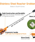 All Stainless Steel Grabber Reacher Pickup Tool Heavy Duty Trash Picker For Indoor Outdoor Use No Wire Patented Technology