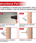 Installation steps for Hollow Wall Anchors Kit With Screws Grey And White Plastic Drywall Anchors Set Of 60 And 30 Screws