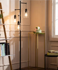 Black Floor Lamp With Three Glass Shade Branches Dope Industrial Tree Lamp For Living Room Or Office 64 Inch Tall Modern