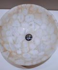 Absolutely Gorgeous White Quartz Vessel Sink With A Super Sleek Polished Glaze For Modern Counter Top Bathroom Vanities, 24-inch bowl.