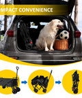 Heavy Duty Foldable Wagon Cart With 300 Lb Load Capacity in car trunk with dog and beach gear