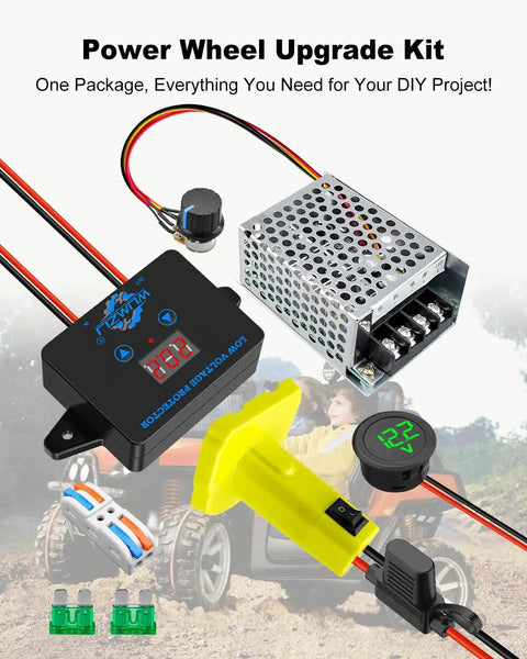 Battery Adapter Converter Kit For 18V Ride On Cars Upgrade With Low Voltage Protector Voltage Display PWM Controller