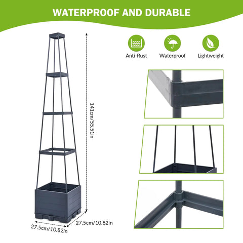 4 Tier Tomato Planter With Box Trellis, 56 Inch Raised Garden Bed Boxes, Climbing Plant Cages For Tomatoes, product details